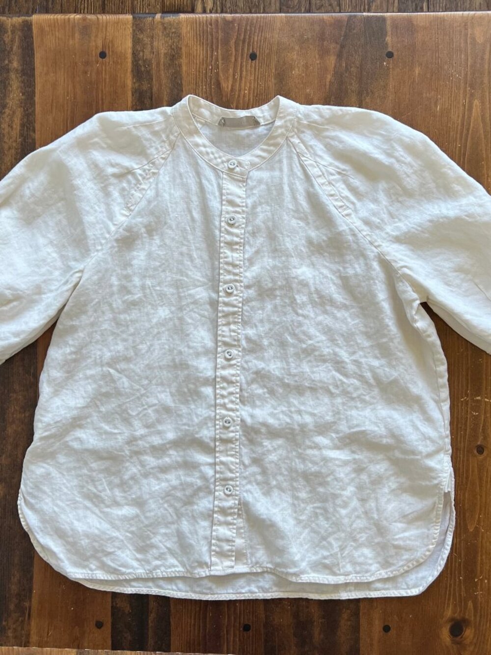 Everlane Linen 3/4 Sleeve Button-Up Blouse, cream, small - Picture 5 of 13